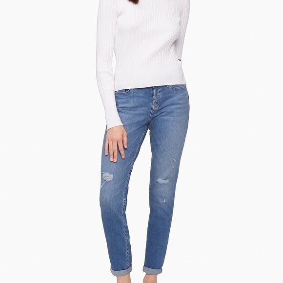 Calvin Klein Jeans - Boyfriend Slim Fit - Mid Rise Distressed Jeans - Size 31 - Picture 1 of 9